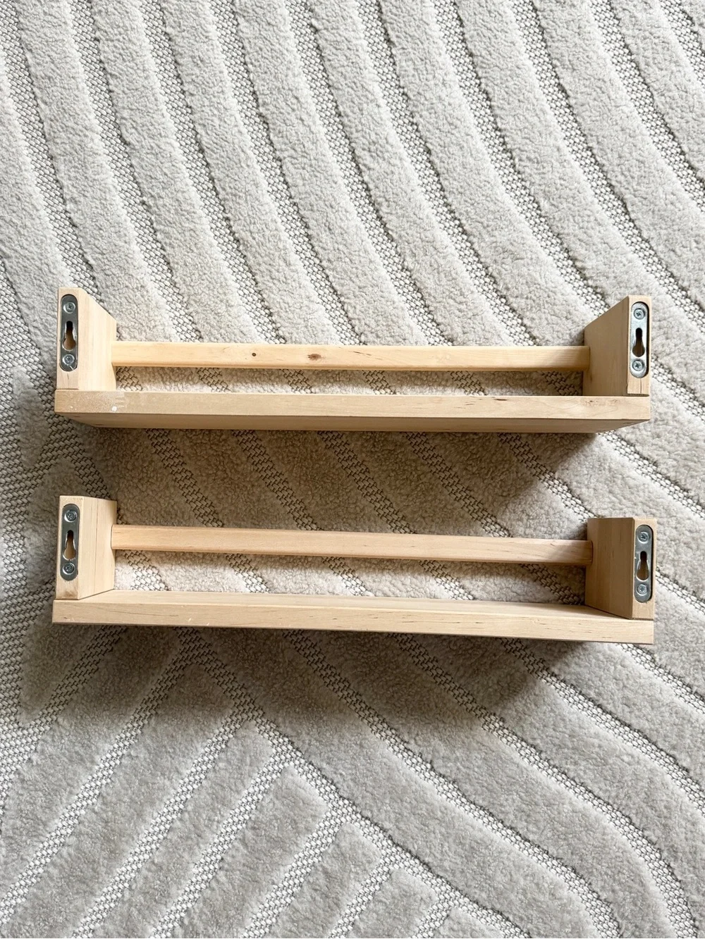 IKEA Natural Wood Wall Shelf Pair - Light Wood Finish